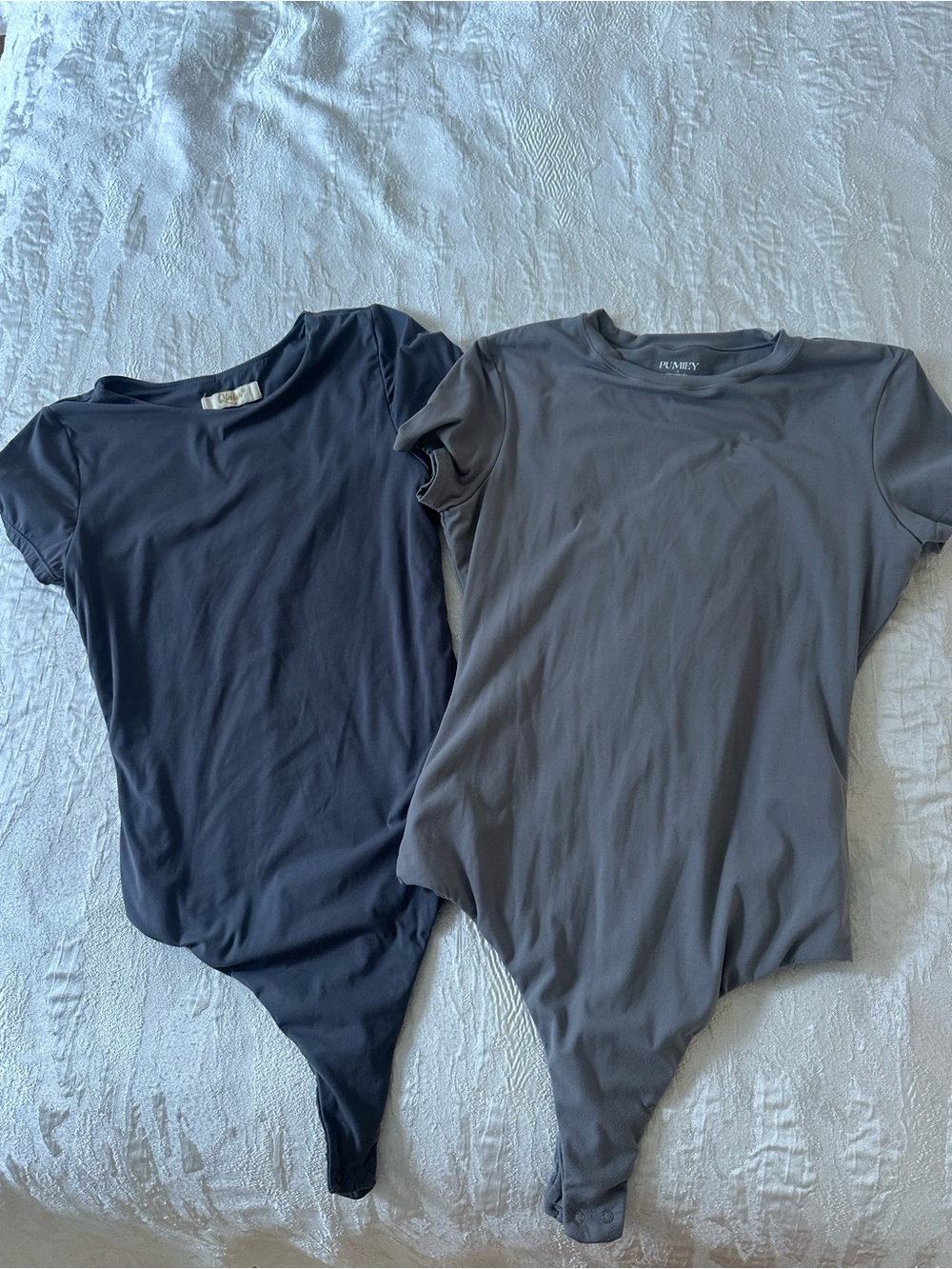 Pair of Short Sleeve Bodysuits - Grey and Charcoal